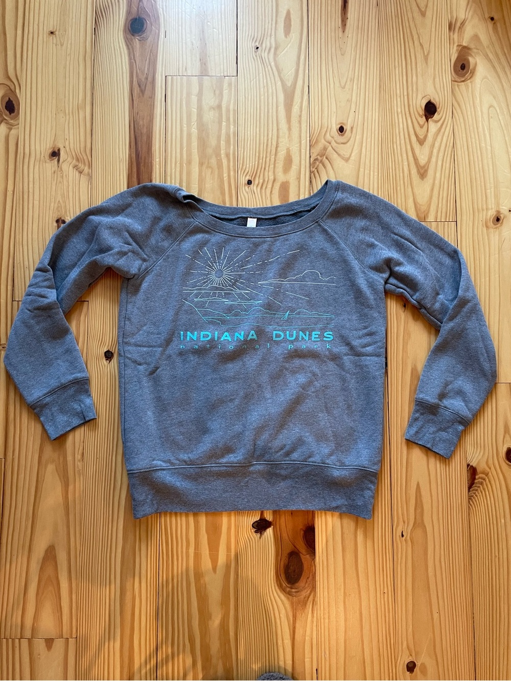 Abella Gray Crewneck Sweatshirt with Teal Graphic
